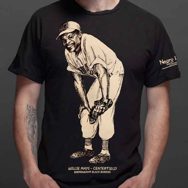 Willie Mays Negro League Baseball T-Shirt, Centerfield, Birmingham Black Barons