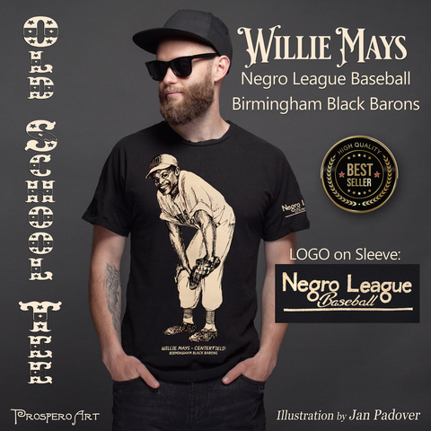 Willie Mays Negro League Baseball T-Shirt, Centerfield, Birmingham Black Barons